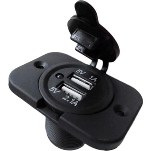 1PC 12V Dual USB Charger Power Socket Outlet Plug Panel Mount Boat Truck Auto Drop Shipping