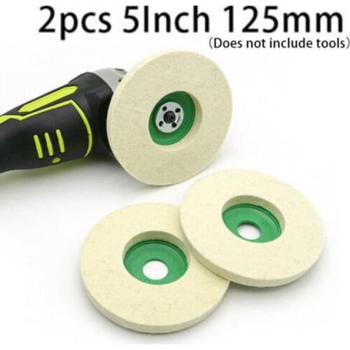 2Pcs Buffing Polishing Pads 125mm Wool Felt Polishing Grinding Wheel Pad Polisher Buffing Wheels Polishing Disc Pads Power Tools