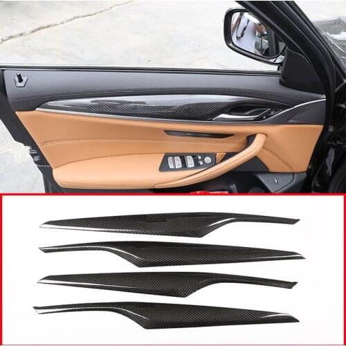 Real Carbon Fiber Interior Door Decoration Panel Trim For BMW 5 Series G30 2017-2018 Car Accessories 4pcs
