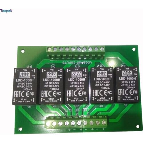 5 Channel LDD Led Driver Board With MEANWELL LDD350H LDD500H LDD700H LDD1000H Original Constant Current Step-Down LED Driver