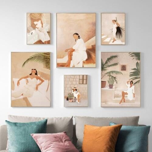 Abstract Fashion Girl Decorative Canvas Painting Nordic Picture For Living Room Decoration Wall Art Interior Design Home Decor