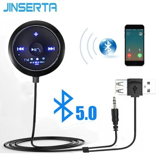 JINSERTA 3.5mm AUX Bluetooth 5.0 Audio Receiver Car MP3 Player Music Adapter Handsfree LED Car Speaker Streaming Kit