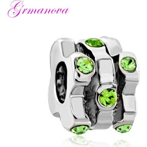 Green crystal personality European charm beads handmade DIY jewelry accessories amulet Fit Pandora Bracelet Necklace