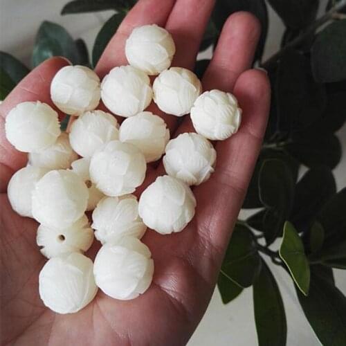10pcs 16mm Natural Bodhi Seed Carved Lotus Loose Mala Spacer Beads Yoga Loose Beads Jewelry Findings DIY Accessories