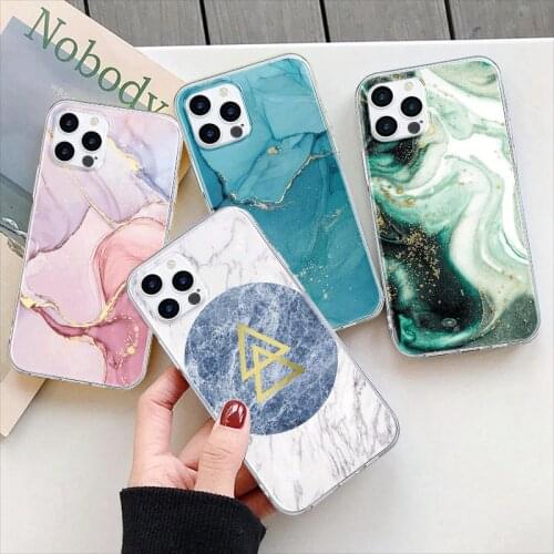 Case for iPhone 12 Mini 11 Pro Max SE 2020 8 7 6 6S Plus X XR XS MAX 10 Soft TPU Clear Marble Crack Pattern Phone Cases Cover