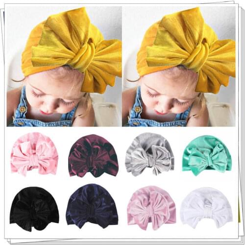 Citgeett Cute Baby Hat Newborn Beanie Knot Bow Turban Headband Cap Girls Elastic Infant Solid