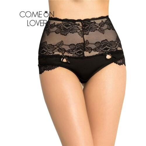 Comeonlover Pantie 5XL Plus Size Sexy Panties High Waist Black Lace Up Women Underwear Panties Female Lingeries Hollow Out P5122