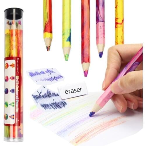 DEDEDEPRAISE Erasable Mixed Color Pencils 4-Color Thick Lead Colored Pencil Wood Lapis De Cor Painting Color Pencil Stationery