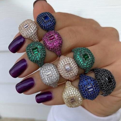 Funmode Luxury Multicolor AAA Cubic Zircon Finger Rings For Women Jewelry Accessories Anillos Mujer Ring Set Wholesale FR159