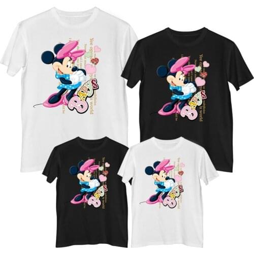 Disney Minnie Mouse T-shirt Summer Comfortable 100%cotton Fashion womens t-shirt 2021 childrens clothing girls Mother girl