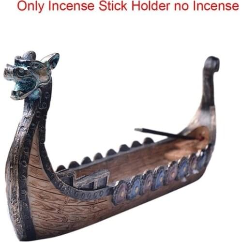 Retro Incense Burner Dragon Boat Incense Stick Holder Traditional Chinese Design Hand Carved Carving Censer Ornaments Home Decor