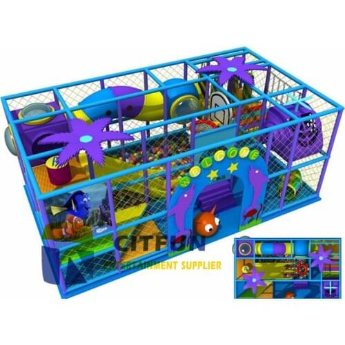 Hot Sale Blue Ocean Playground Center Equipment Children Indoor Soft Playground with ball pit and slide IP-014B