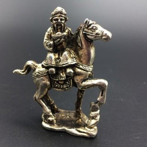 Chinas Tibet silver pure hand-carved equestrian statue