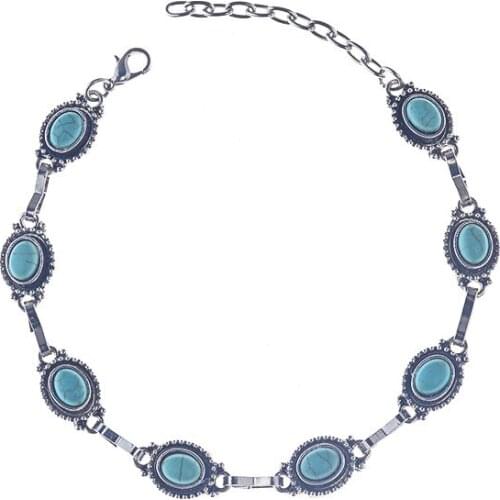 Classical jewelry retro national style hollowed out pine stone water drop beach foot ornaments barefoot anklet chain jewelry