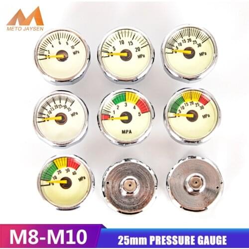 PCP Paintball Scuba Din Valve Regulator Pump M8x1 M10x1 Thread Mini Pressure Gauge Manometre 10Mpa 20Mpa 30Mpa 40MPA 1 Inch