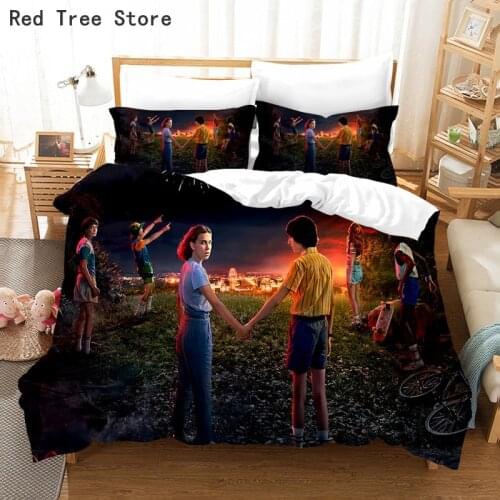 Stranger Things TV Series Bedding Set Queen King Size Duvet Cover Pillow Case Sets Comforter Quilt Bedclothes for Double Bed