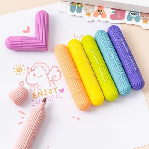 6pcs Switch Love Highlighter Pen Set Double Ended Writing Retro Color Marker Spot Liner Drawing Gift Office School Supplies F995