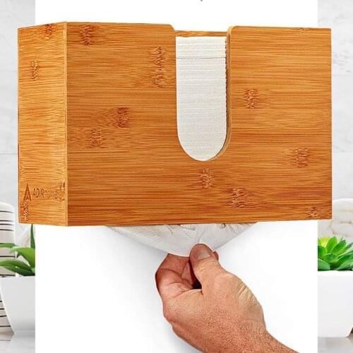 Wall Mount Bathroom Kitchen Home Bamboo Napkin Tissue Paper Dispenser Container Boxes for bathroom, kitchen