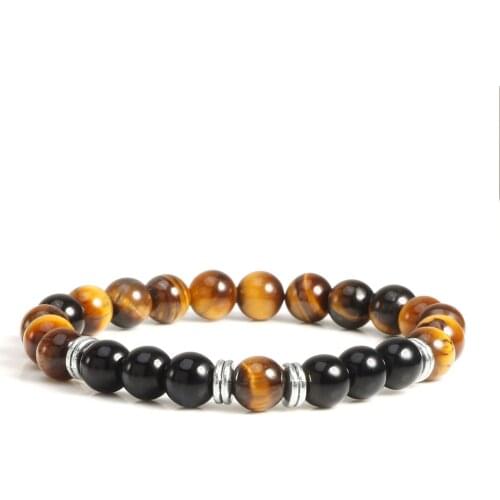 Natural Tiger Eye Stone Bracelet Handmade 8mm Red Brown Yellow Tiger Eye Beaded Bangles For Men Women Yoga Stretch Jewelry Homme