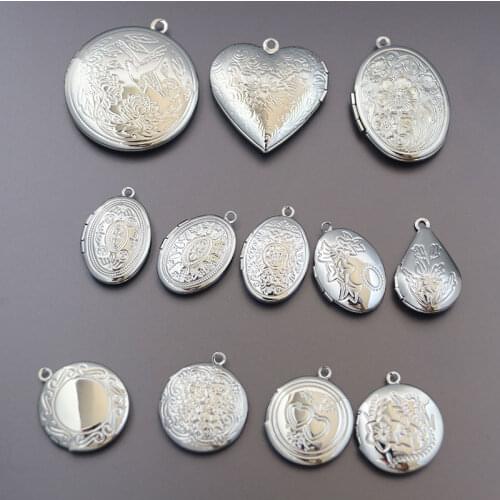 Wholesale 20pc/lot DIY Oval Round Heart Waterdrop Photo Locket Charm Pendants Jewelry making Family Memories Women Festival Gift