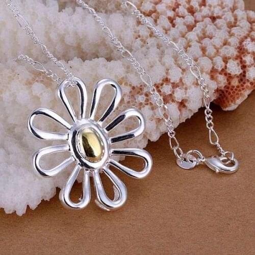 XLP044 Wholesale Shinning Pendants For Women Charm Silver Color Fashion 925 Jewelry Separations Large Chrysanthemum