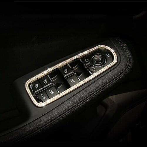 Car Windows Control Panel Alloy Diamond Decorative Frame Interior Refit Stickers for Porsche Macan Modified Cayenne Panamera