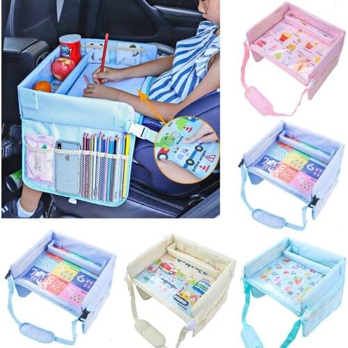 Car Seat Travel Tray Safety Seat Play Table Organizer Storage for Baby Children Kids Stroller Snacks Toys Cup Holder Waterproof