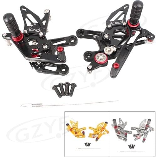 1Pair Motorcycle Rearset Foot pegs Rests Footrest Set For Kawasaki Ninja ZX10R 2016 CNC Aluminum Black/Gray/Gold