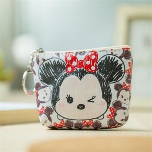 Disney Minnie Mouse portable multi-purpose storage tsum coin purse cartoon Stitch PU leather bag