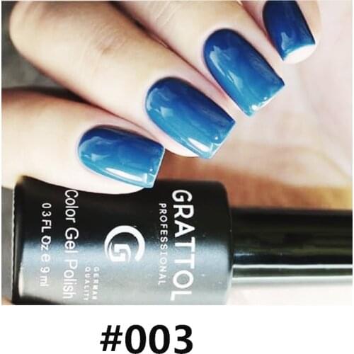 GRATTOL professional 003 blue Color 9ml Soak off Organic UV LED Nail Gel Varnish Nail Gel Polish High Quality Nail Art Salon