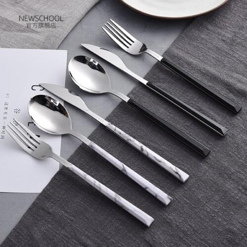 Luxury Modern Stainless Steel Steak Nordic Cutlery Fork Knife Metal Kitchen Set Portable Vaisselle Dining Table Decor BK50DC