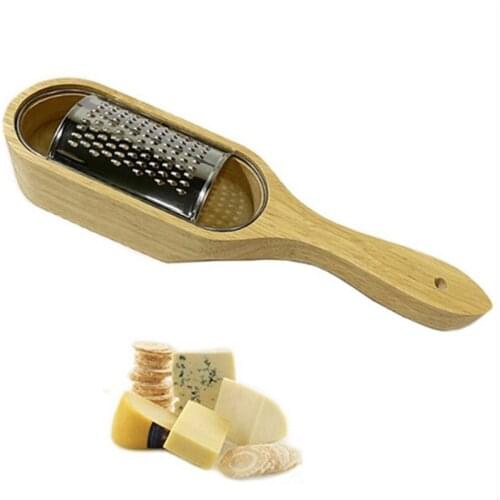 Stainless Steel Cheese Grater with Removable Wood Collector Cheese Grater with Box Cheese Tools Server