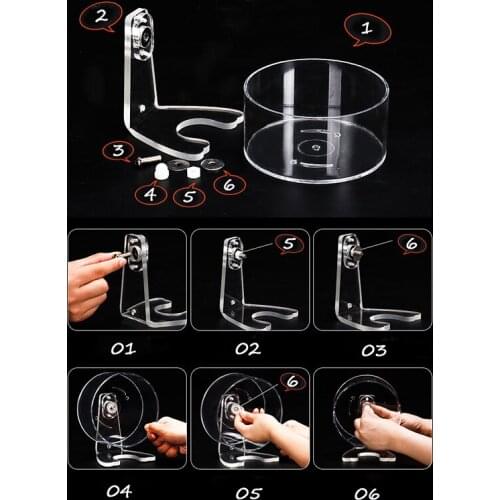 Acrylic Quiet Hamster Exercise Wheel Silent Spinner With Holder 5.1"/5.9"/6.7"/7.9"/8.7" HFing