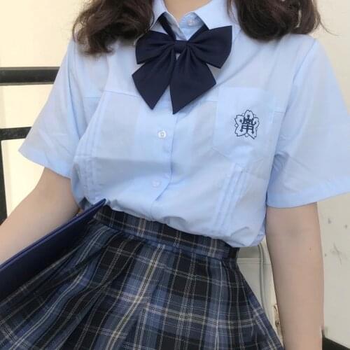 2021 Japanese Campus College Style JK Uniform Shirt Embroidered Short Sleeve Female Student Uniform School Girl Outfit