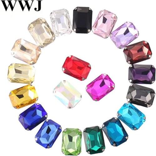 All Colors Rectangle Octagon Fancy Stone With Claw Setting 8x10,10x14,13x18,18x25mm Sewing Glass Crystal beads