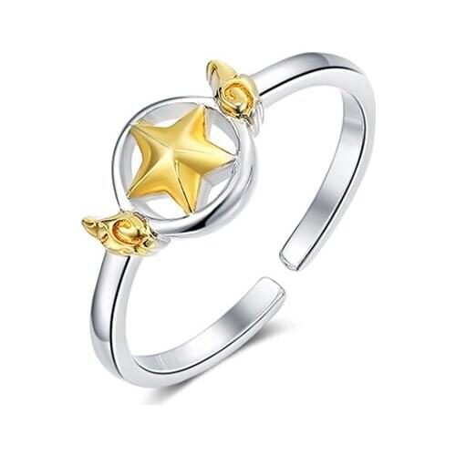 Japanese Anime CCS Cardcaptor Sakura Ring 925 Sterling Silver Adjustable Card Captor Ring For Women Girls Jewelry Birthday Gift