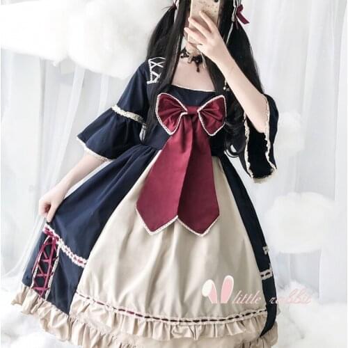 Japanese sweet OP Lolita dress Cos Lolita summer kawaii tea party dress Loli retro Gothic Vestidos