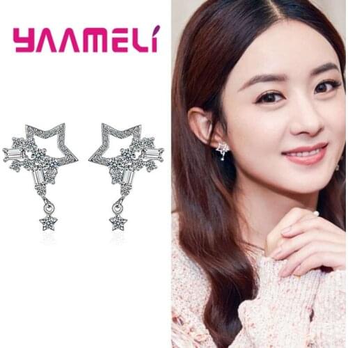 Girls Women Crystal Jewelry Gift Super Shiny Star Design Cubic Zriconia New Arrival Trendy Hot 925 Sterling Silver