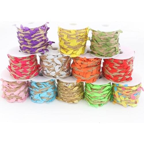 10m/roll Simulation Green Leaves Weaving Hemp Rope DIY Wedding Birthday Wedding Decoration Rattan Gift Bouquet Packaging Rope
