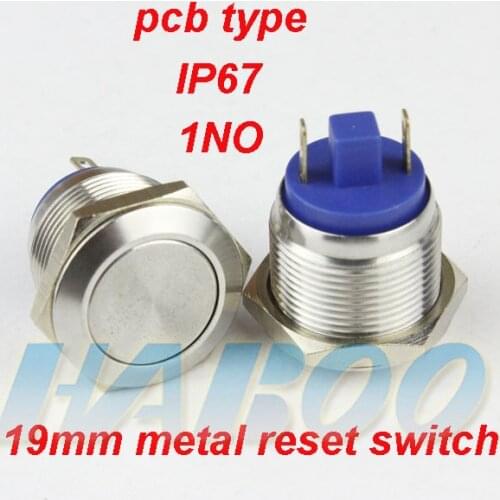2pins 1NO momentary push button switch dia.19mm anti-vandal metal switch pcb type waterpfoor IP67 shipping free