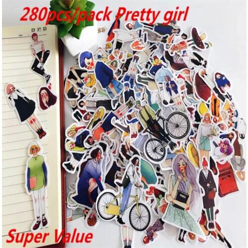 280pcs Cute kawaii self-made Pretty girls scrapbooking Stickers /Decorative Sticker /notebook diary welt DIY Craft Photo Albums