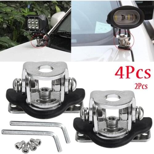 4/2PCS Stainless Steel Pillar Hood Car Mount Bracket Clamp Holder 304 Offroad Led Work Light Bar