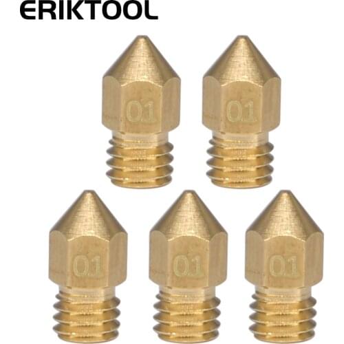 5Pcs Brass MK8 0.1mm Nozzle for 3D printers hotend 1.75MM Filament J-head cr10 heat block ender3 hotend