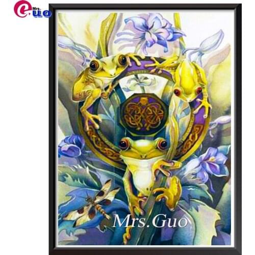 5d DIY Diamond Painting Cross Stitch Frog Falling Flower Full Drill Diamond Art Embroidery Needlework Home Decor