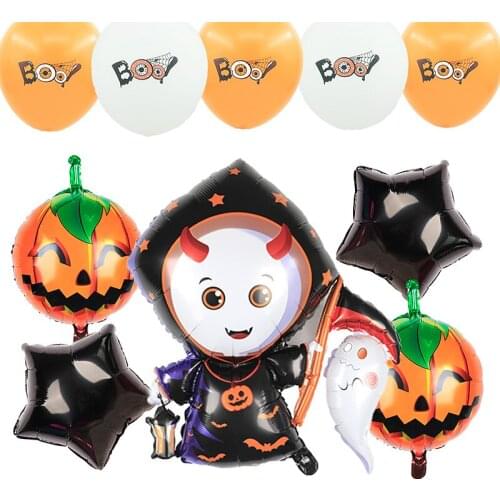 Halloween Aluminum Film Balloons Pumpkin Spider globos Boo Latex Ball Halloween Decoration kids Toys Halloween Party Supplies