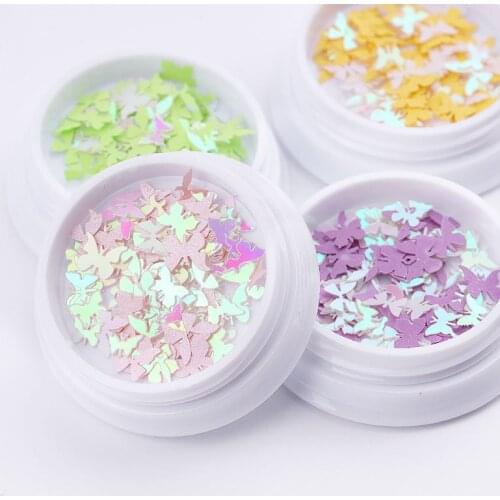 1 Box Sparkly Butterfly Nail Sequins Paillette 12 Colors Nail Holographic Glitter 3D Flakes Slices Art Accessories GF48