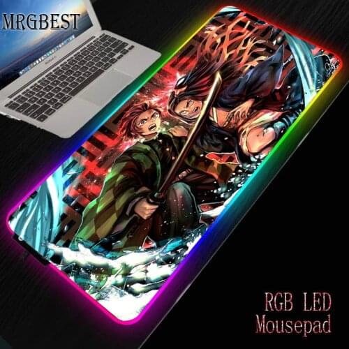 MRGBEST Anime Demon Killer Kimetsu Yaiba Game Large Computer Mouse Pad Lock Edge Keyboard Rubber Desk Mat 900x400x4mm Xxl Csgo