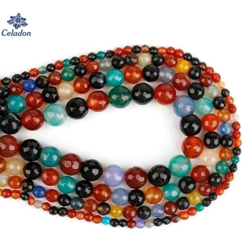 38cm 4 6 8 10mm Faceted Round Ball Natural Stone Beads for Jewelry Making DIY Necklace Bracelet Earring Findings Carnelian