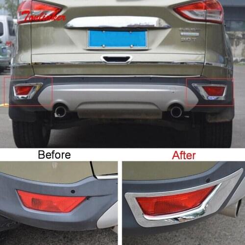 Tonlinker Exterior Rear bumper Fog light Cover case Stickers for FORD KUGA 2013-17 Car styling 2 PCS ABS chrome Cover stickers