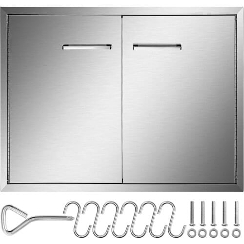 VEVOR Stainless Steel Double Kitchen Door Magnetic Gate W/ Hanging Hook Wear-resistant Cabinet Durable for BBQ Islands Fireplace